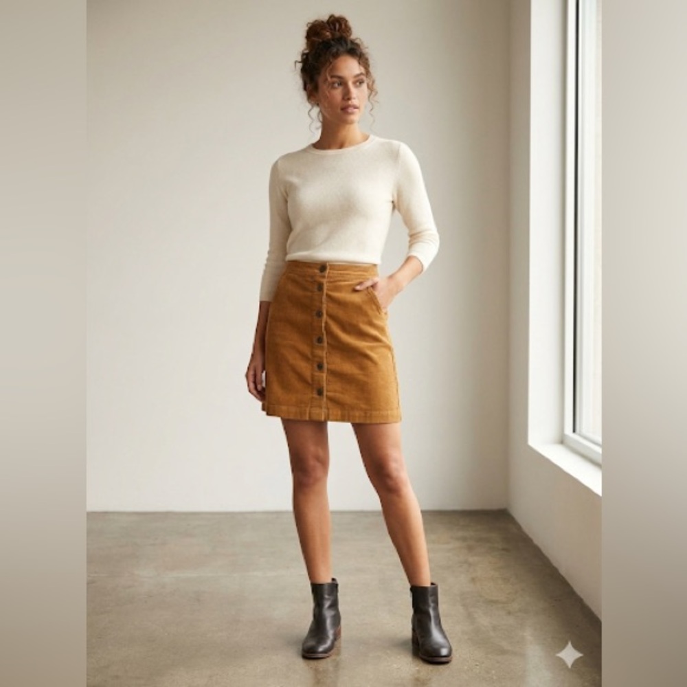 J. Crew Corduroy Button-Front Mini Skirt in Mustard